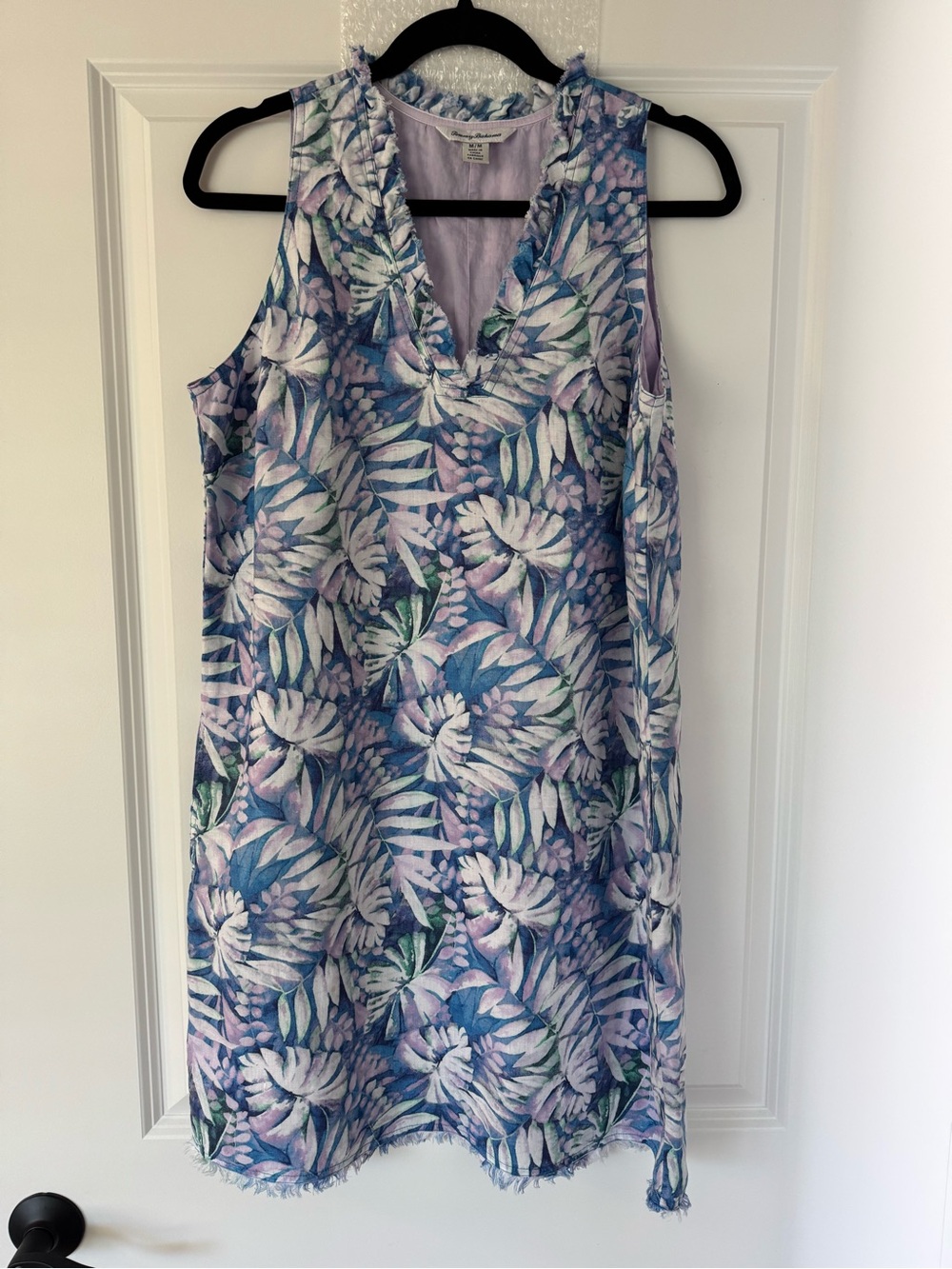 Tommy Bahama Lavender and Blue Tropical Leaf Shift Dress